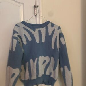 Blue and White Patterned Sweater